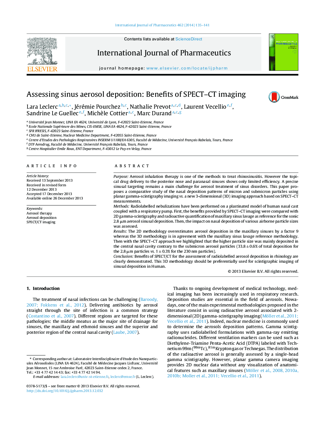 Assessing sinus aerosol deposition: Benefits of SPECT-CT imaging