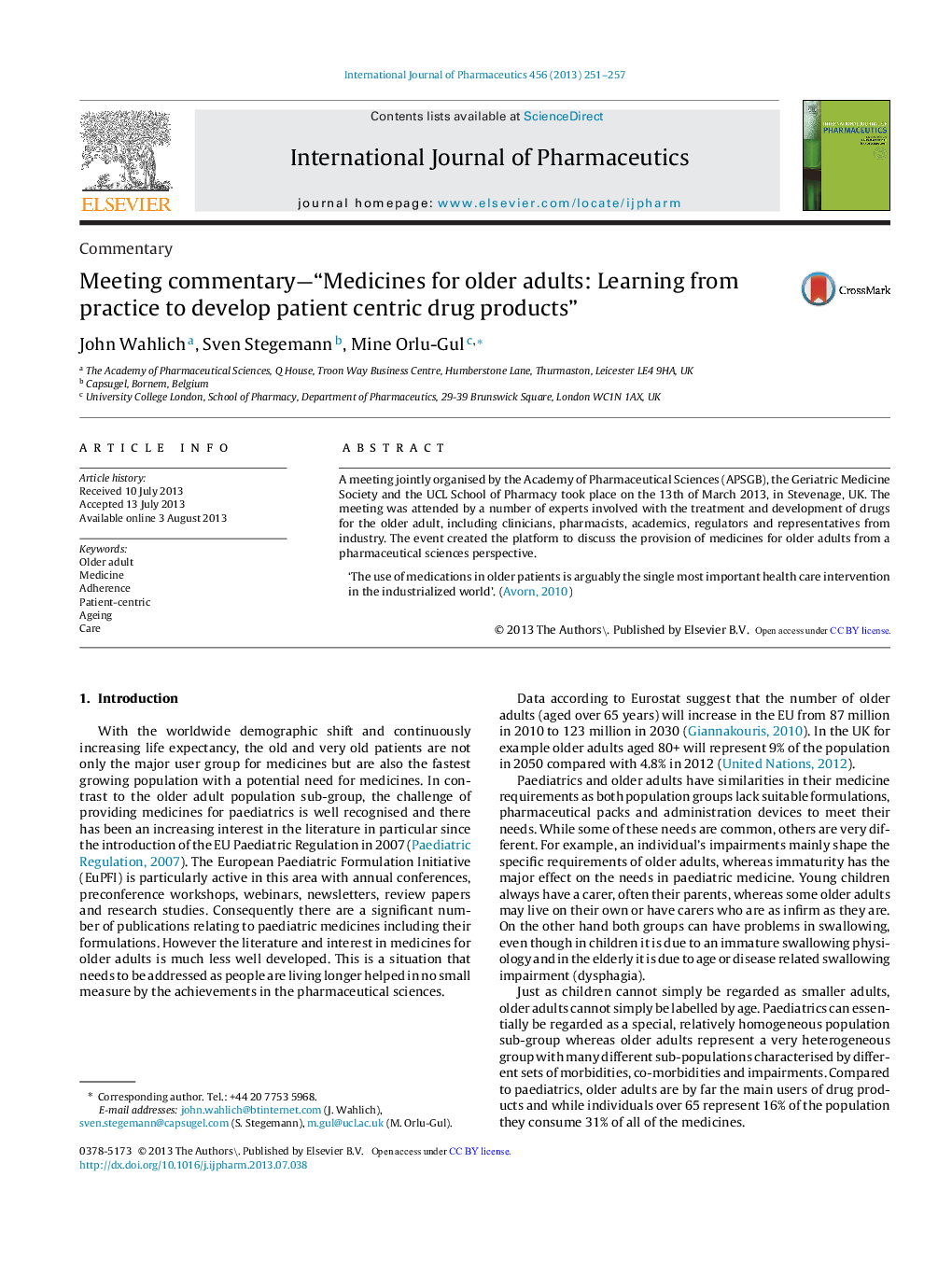 CommentaryMeeting commentary-“Medicines for older adults: Learning from practice to develop patient centric drug products”