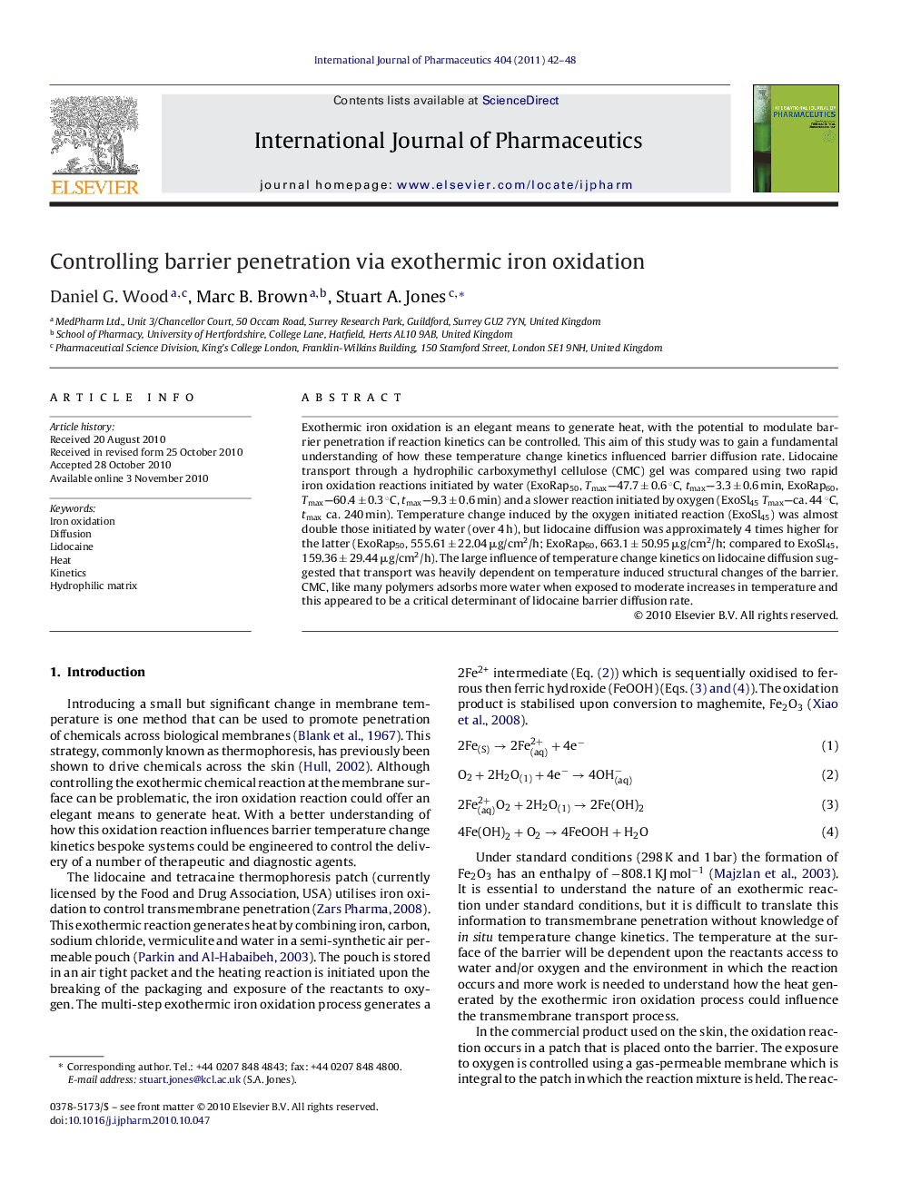 Controlling barrier penetration via exothermic iron oxidation