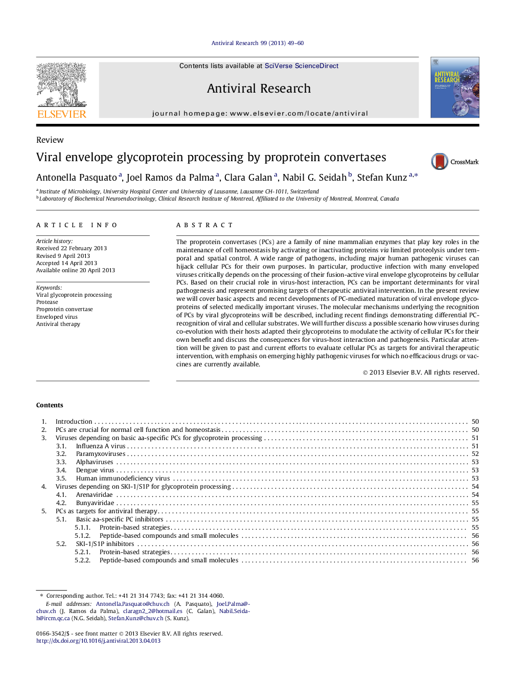 ReviewViral envelope glycoprotein processing by proprotein convertases