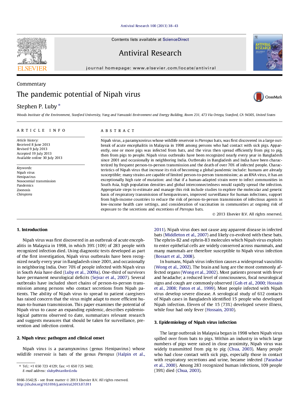 The pandemic potential of Nipah virus