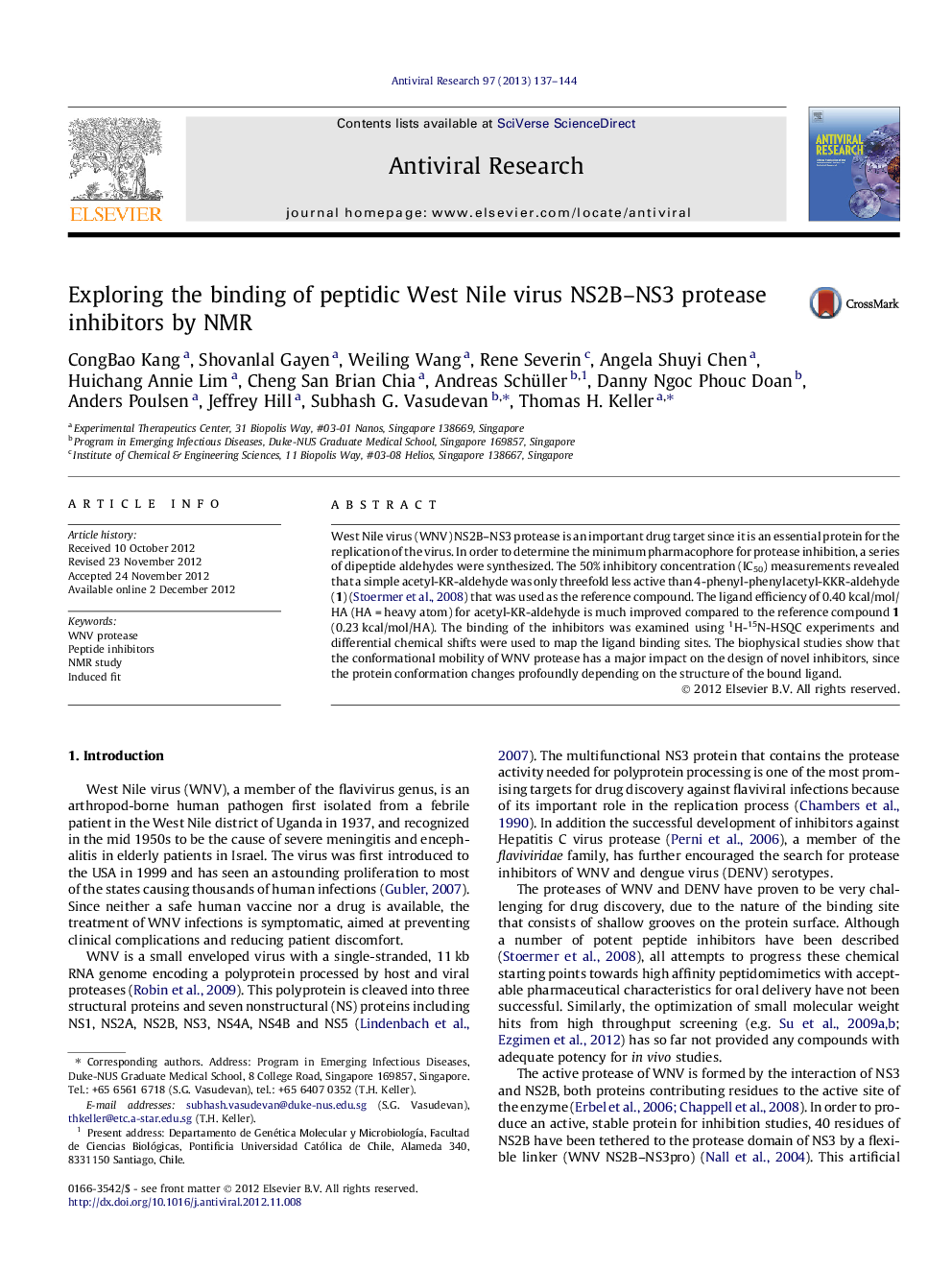 Exploring the binding of peptidic West Nile virus NS2B-NS3 protease inhibitors by NMR