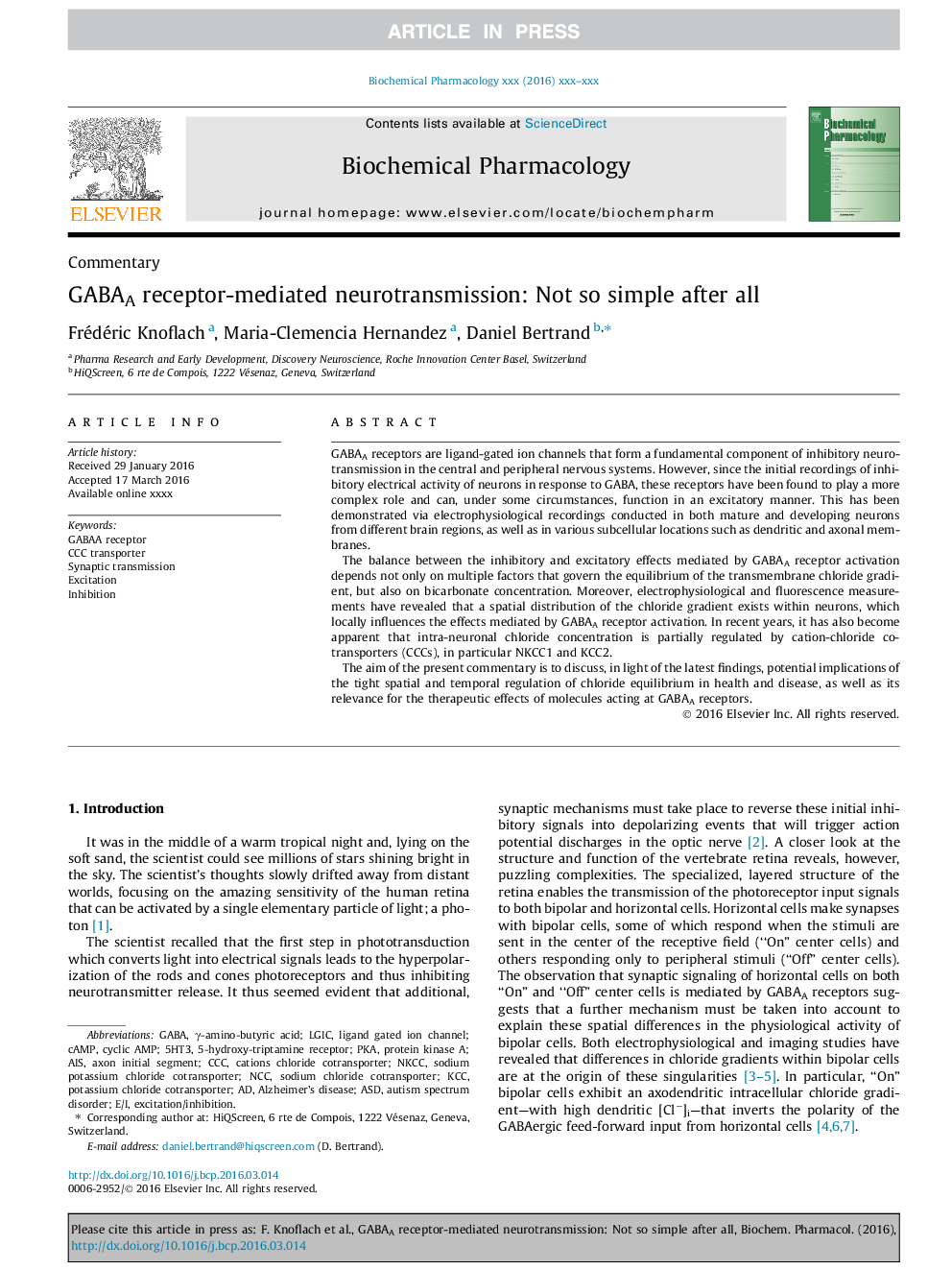 GABAA receptor-mediated neurotransmission: Not so simple after all