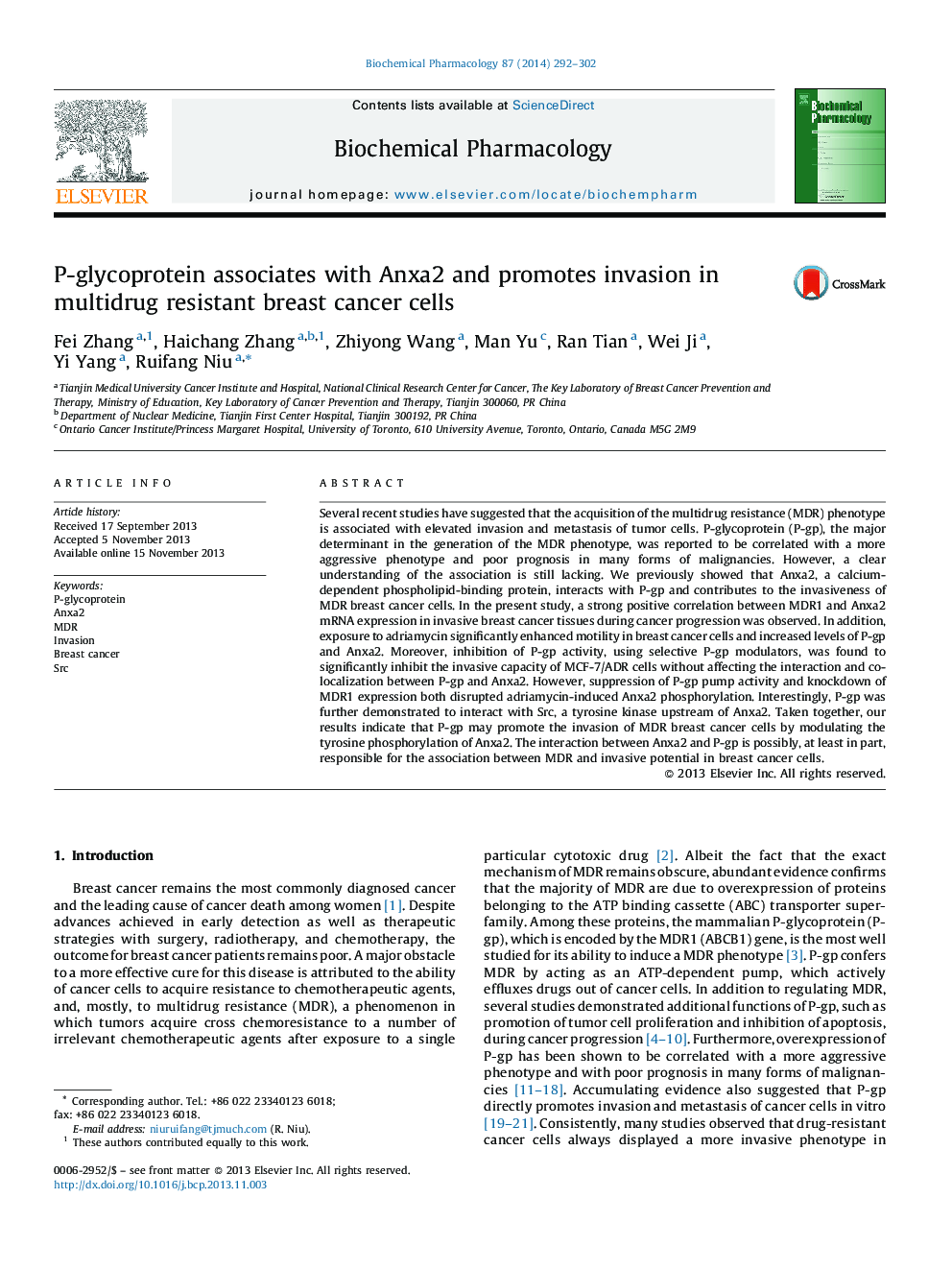 P-glycoprotein associates with Anxa2 and promotes invasion in multidrug resistant breast cancer cells