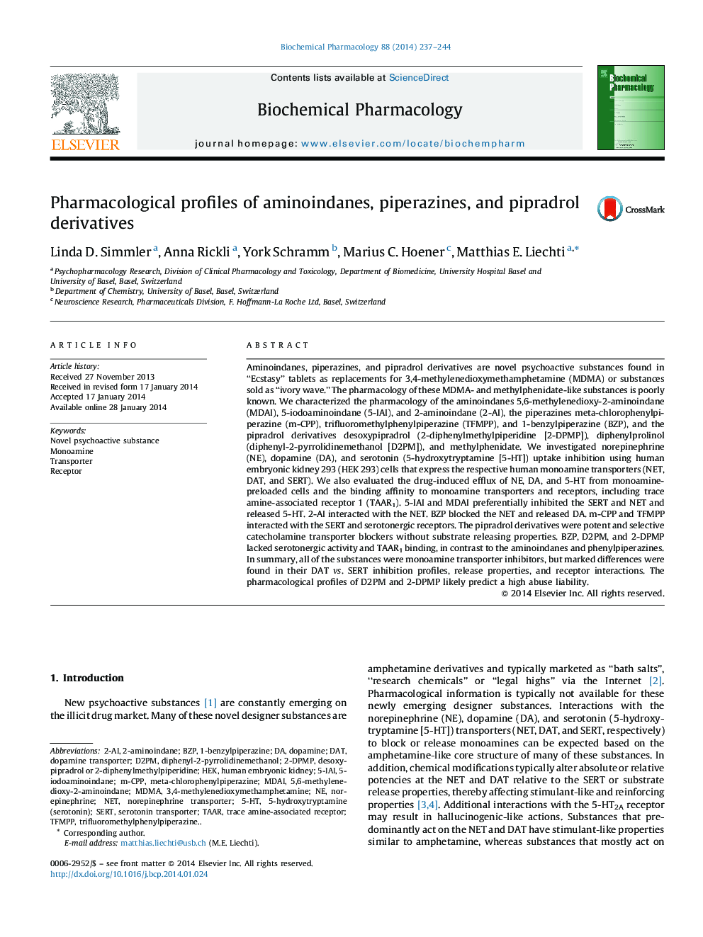 Pharmacological profiles of aminoindanes, piperazines, and pipradrol derivatives