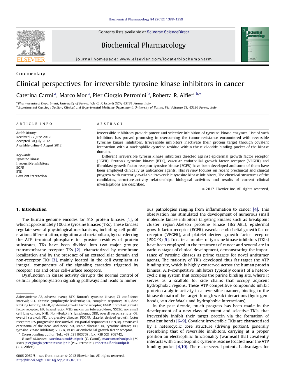 CommentaryClinical perspectives for irreversible tyrosine kinase inhibitors in cancer