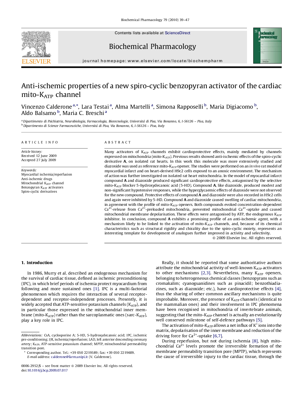 Anti-ischemic properties of a new spiro-cyclic benzopyran activator of the cardiac mito-KATP channel