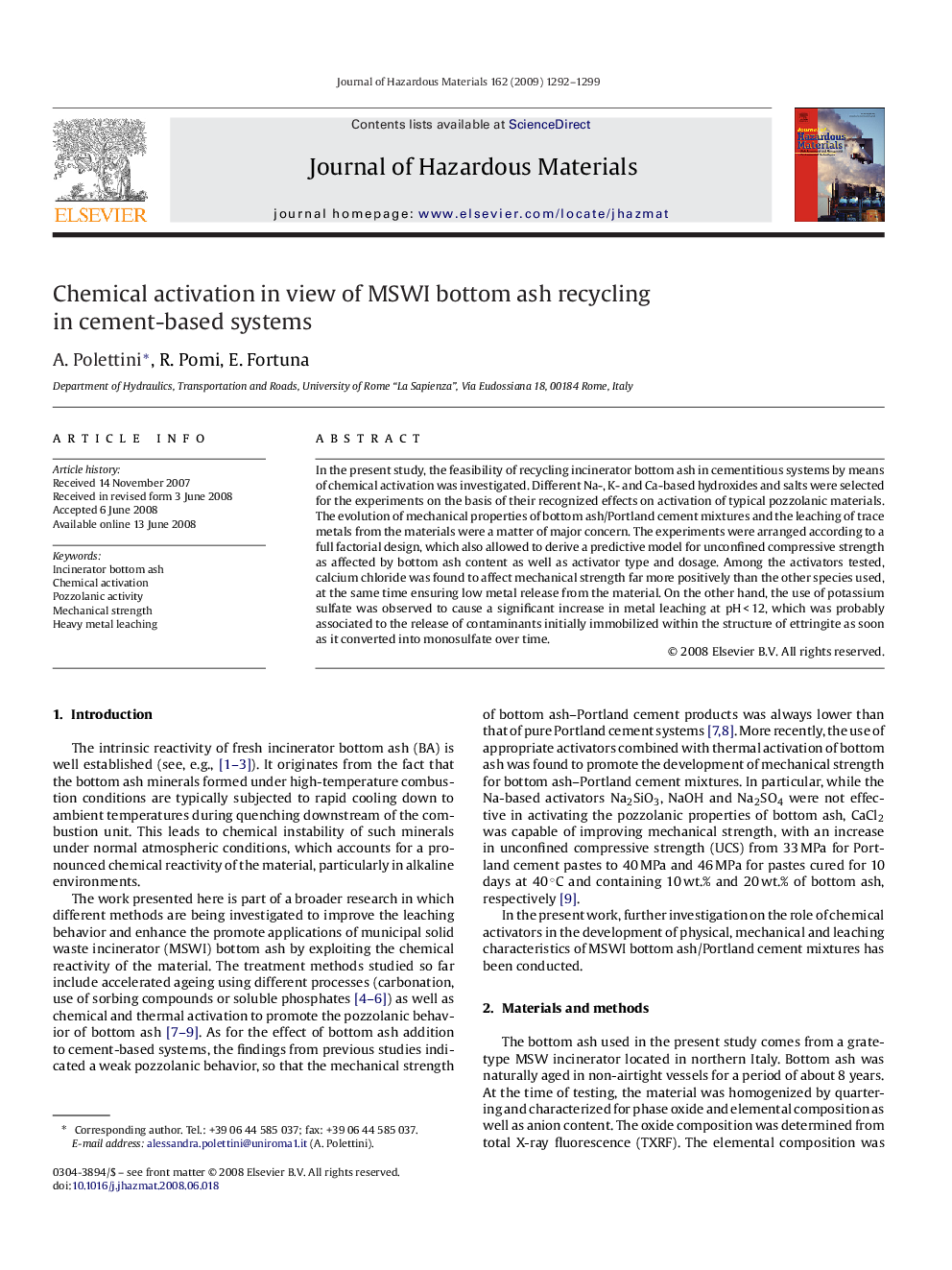 Chemical activation in view of MSWI bottom ash recycling in cement-based systems