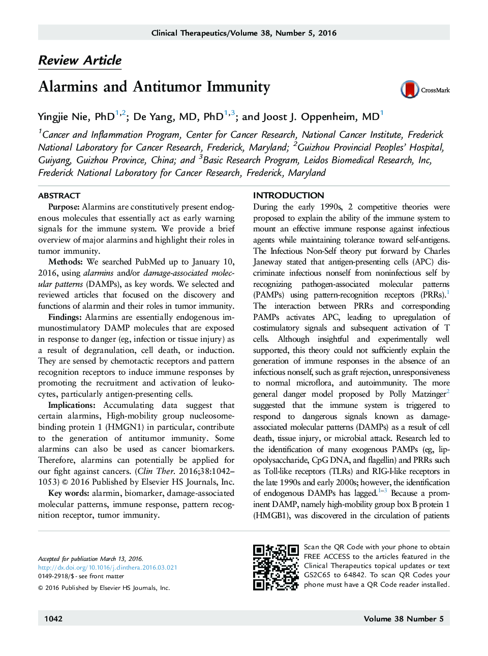 Alarmins and Antitumor Immunity