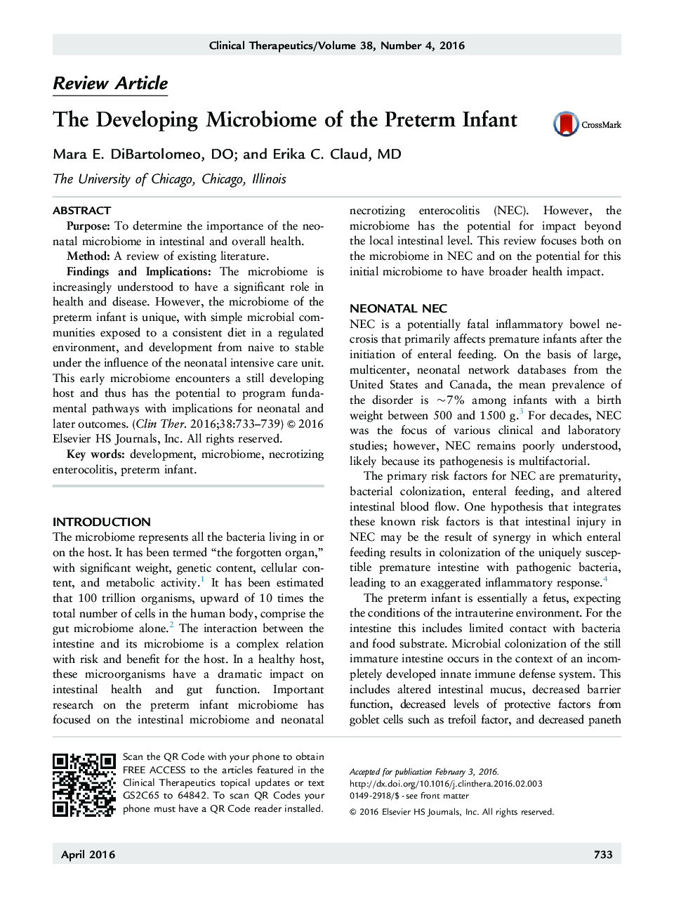 The Developing Microbiome of the Preterm Infant