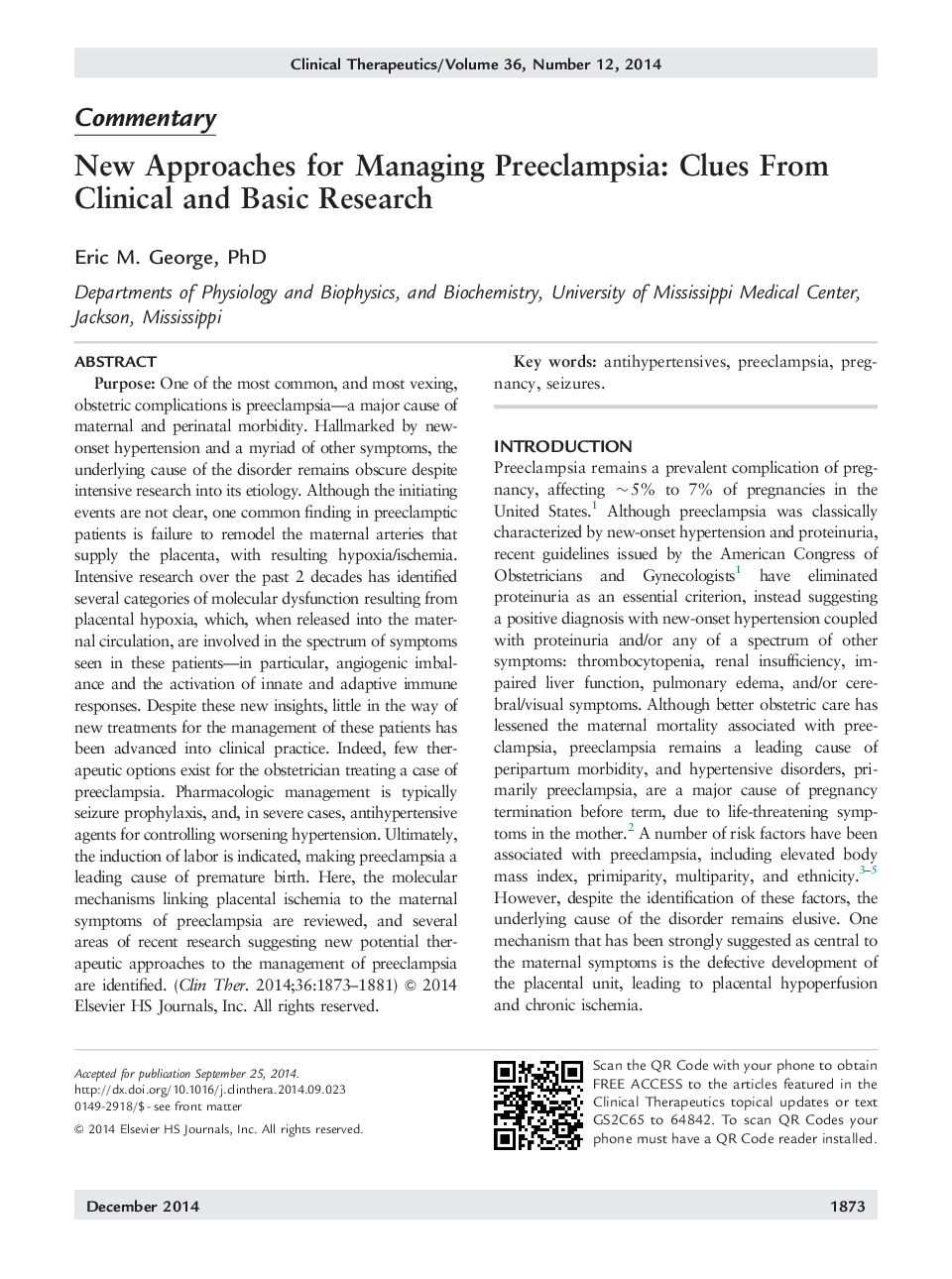 CommentaryNew Approaches for Managing Preeclampsia: Clues From Clinical and Basic Research