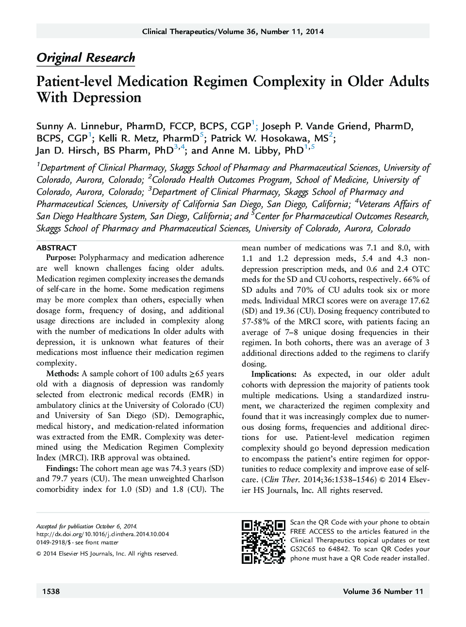 پیچیدگی رژیم دارویی در بیماران در بزرگسالان سالمند مبتلا به افسردگی 