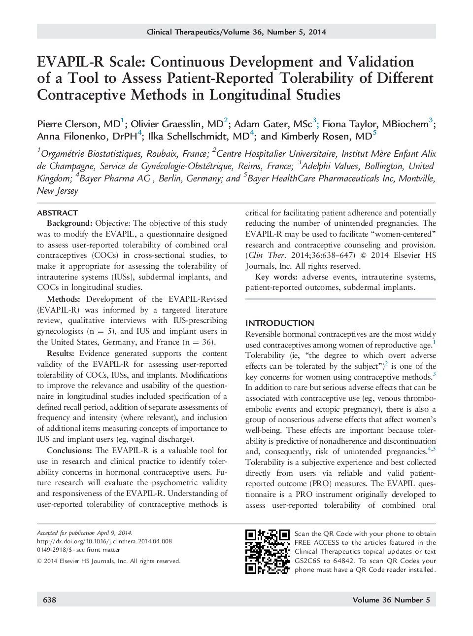 EVAPIL-R Scale: Continuous Development and Validation of a Tool to Assess Patient-Reported Tolerability of Different Contraceptive Methods in Longitudinal Studies