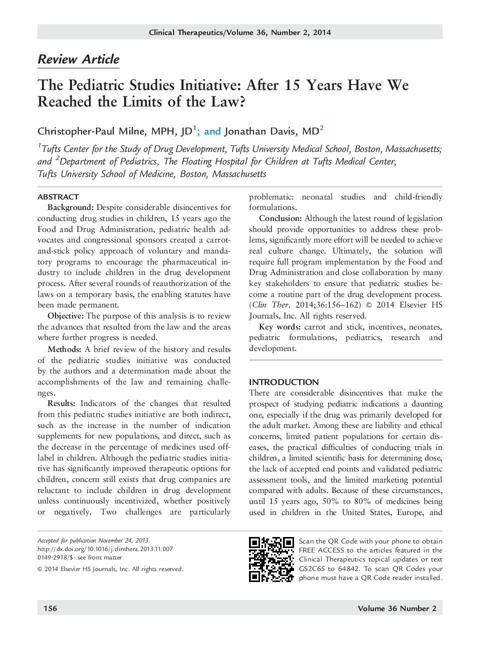 The Pediatric Studies Initiative: After 15 Years Have We Reached the Limits of the Law?