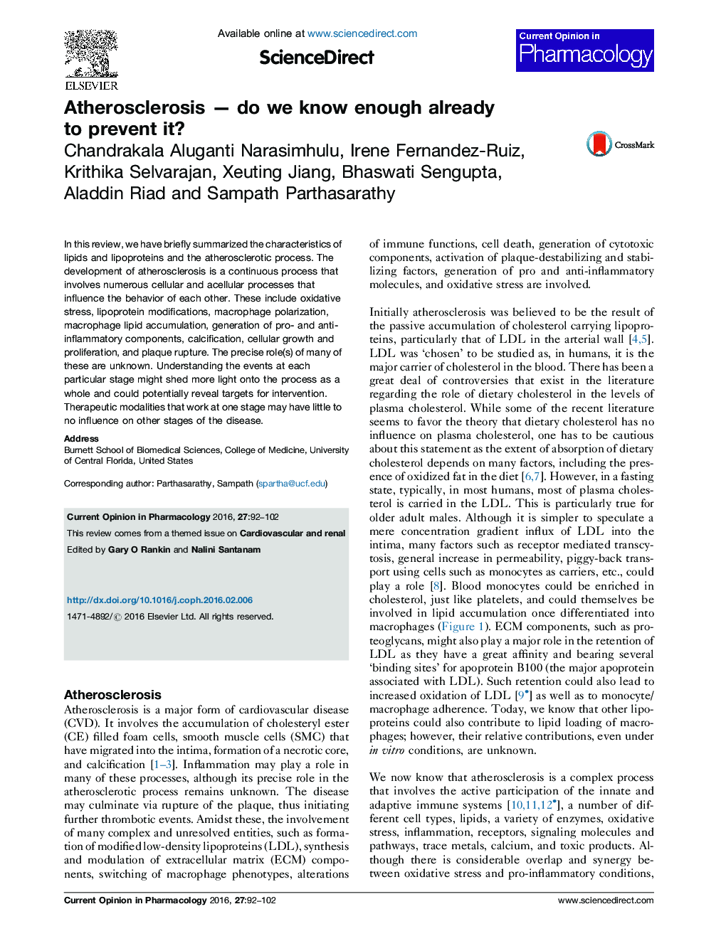 عکس صفحه اول مقاله: Atherosclerosis - do we know enough already to prevent it? Atherosclerosis - do we know enough already to prevent it?