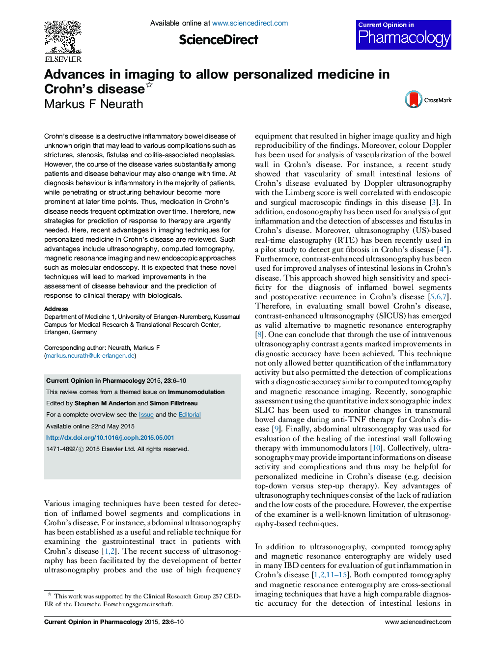 Advances in imaging to allow personalized medicine in Crohn's disease