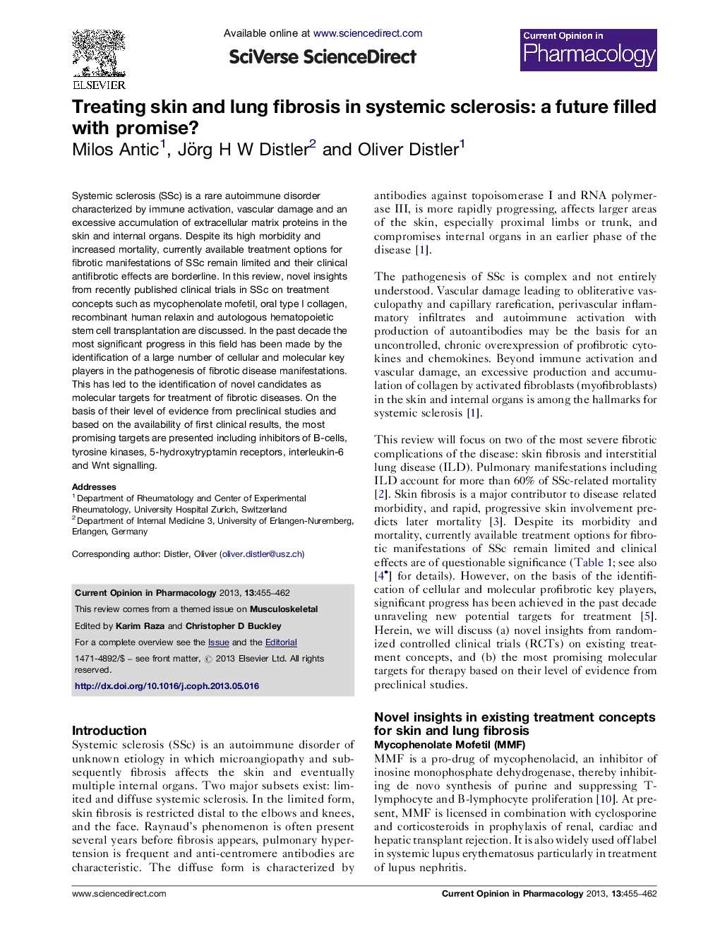 Treating skin and lung fibrosis in systemic sclerosis: a future filled with promise?