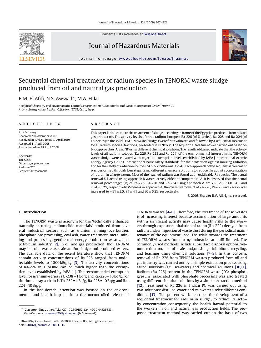 Sequential chemical treatment of radium species in TENORM waste sludge produced from oil and natural gas production