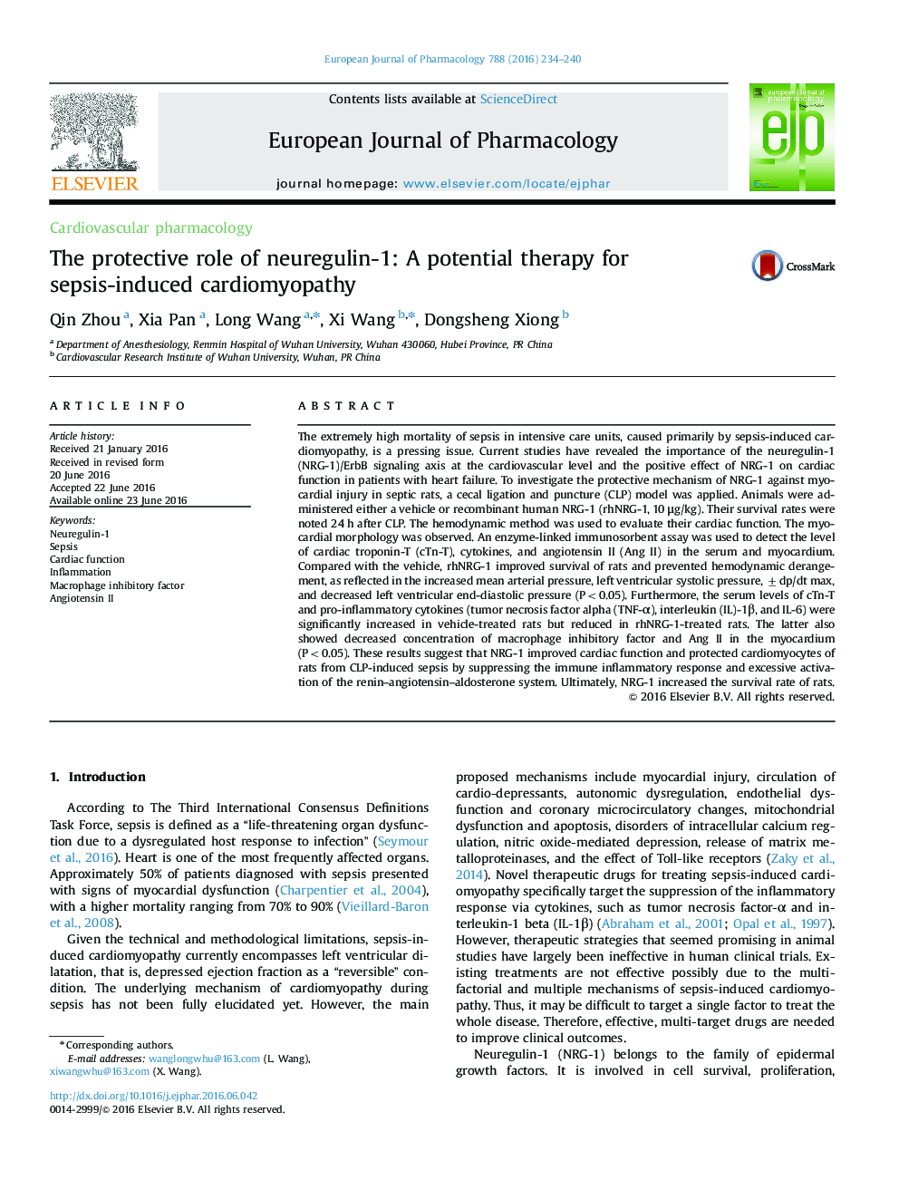 The protective role of neuregulin-1: A potential therapy for sepsis-induced cardiomyopathy