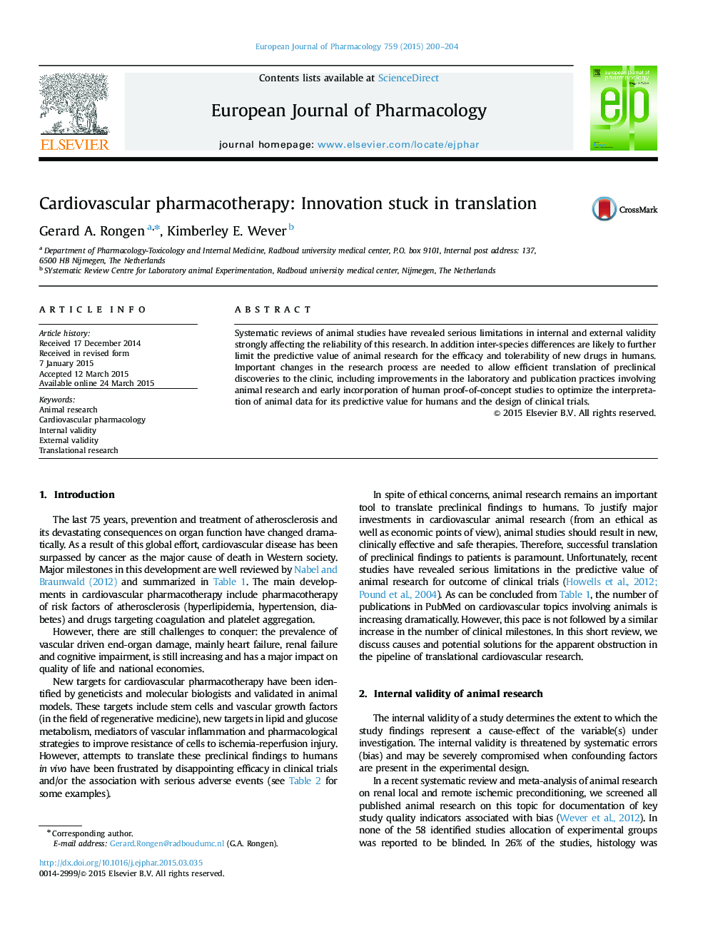 Cardiovascular pharmacotherapy: Innovation stuck in translation