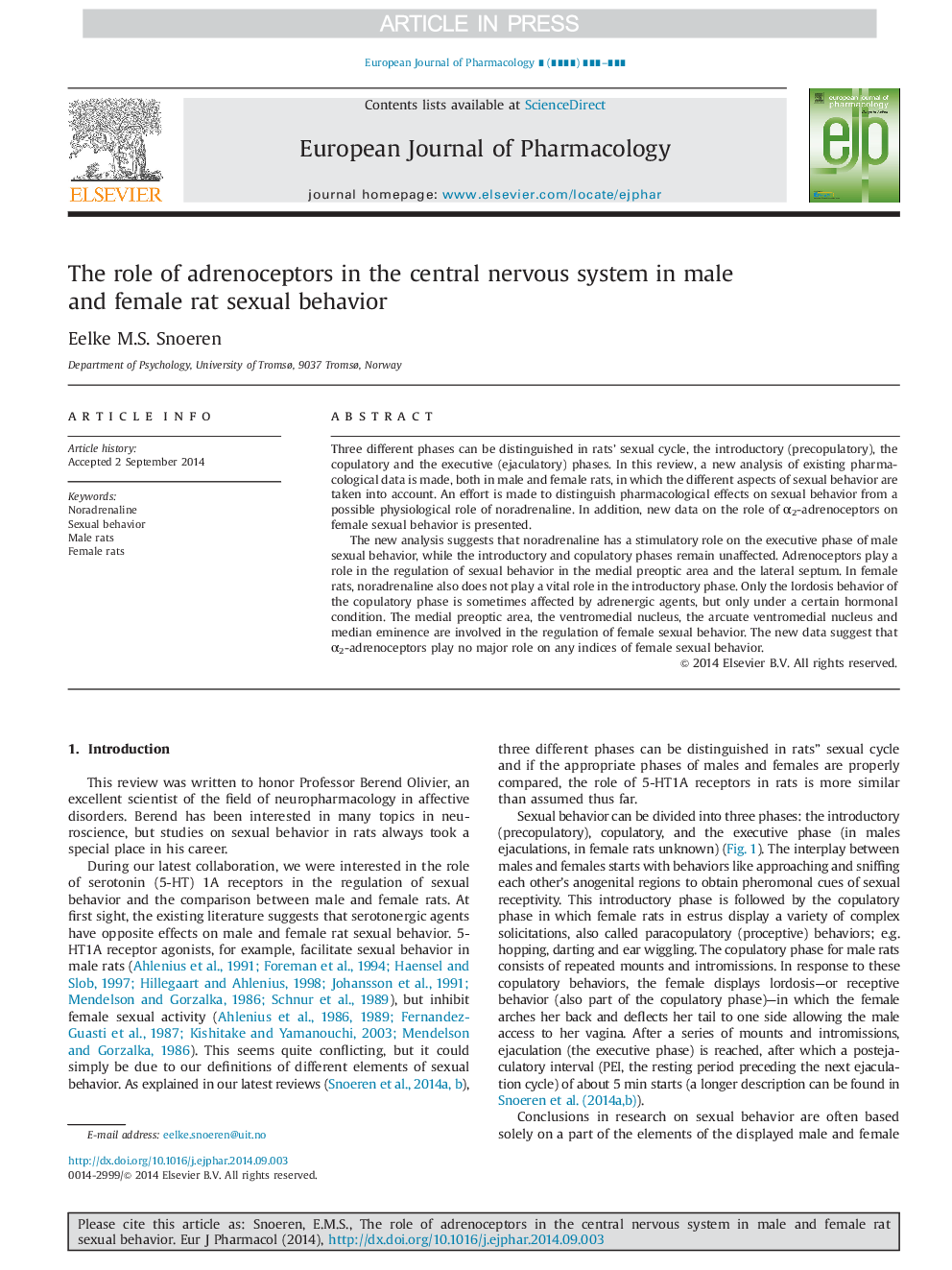 The role of adrenoceptors in the central nervous system in male and female rat sexual behavior