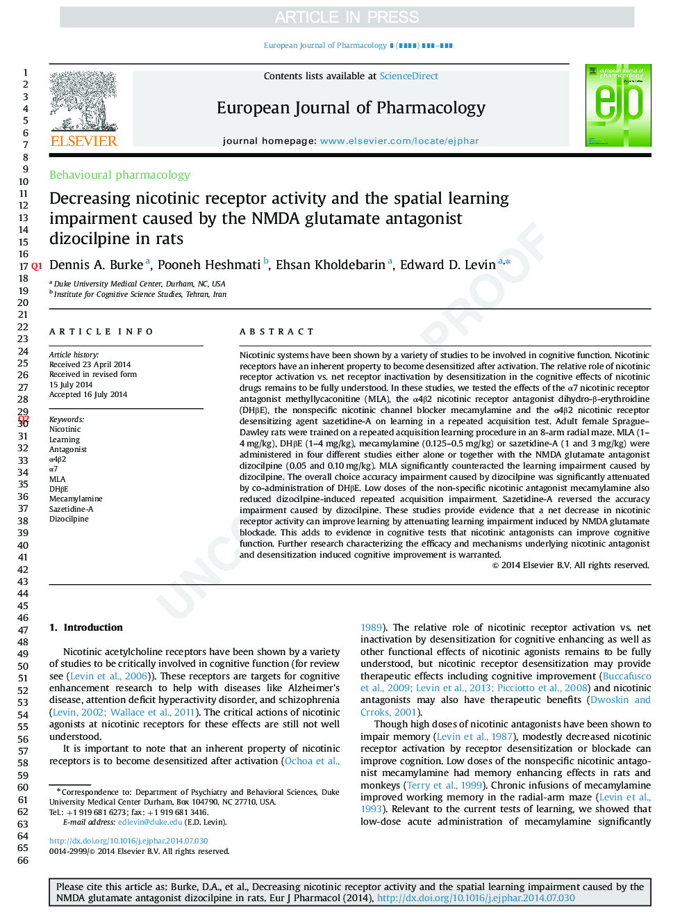 Decreasing nicotinic receptor activity and the spatial learning impairment caused by the NMDA glutamate antagonist dizocilpine in rats