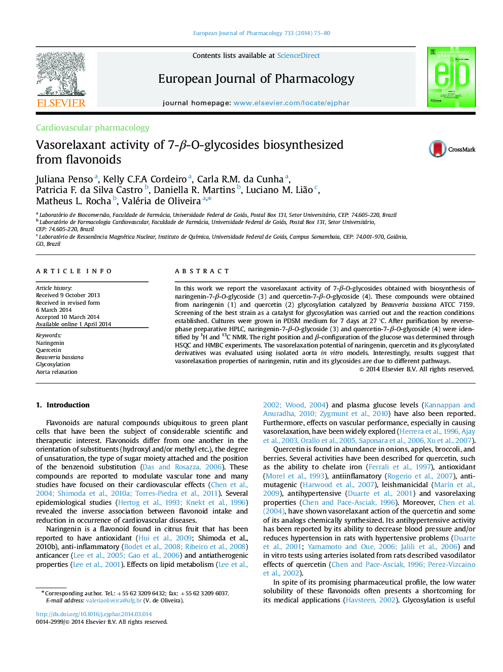 Vasorelaxant activity of 7-Î²-O-glycosides biosynthesized from flavonoids