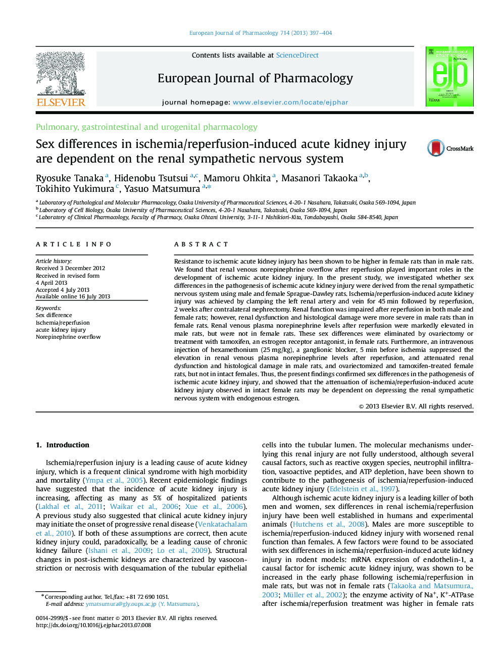 Sex differences in ischemia/reperfusion-induced acute kidney injury are dependent on the renal sympathetic nervous system