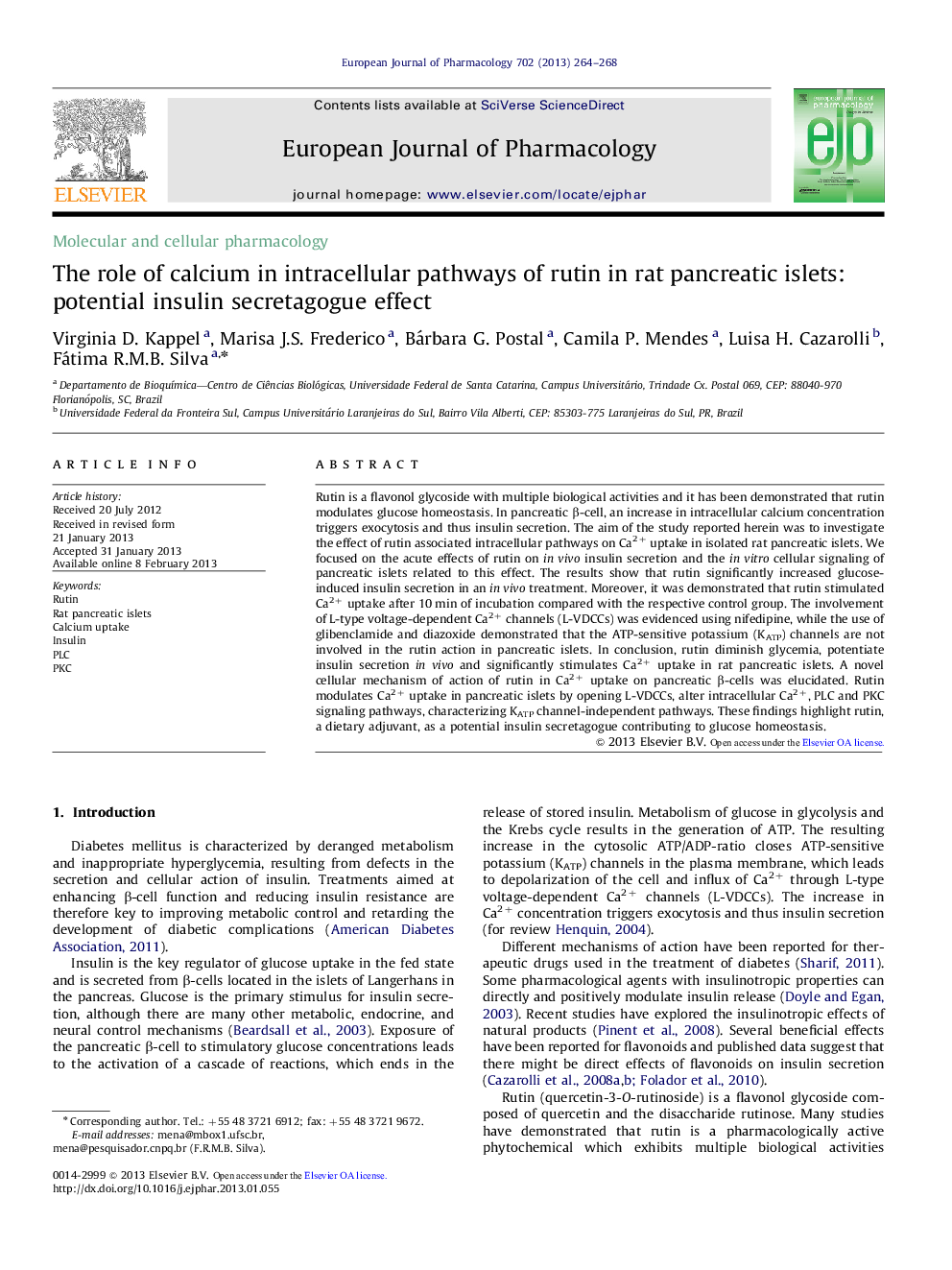 فارماکولوژی مولکولی و سلولی نقش کلسیم در مسیرهای داخل سلولی روتن در جزایر پانکراس رت موثر است: اثرات ترشح انسولین بالقوه 