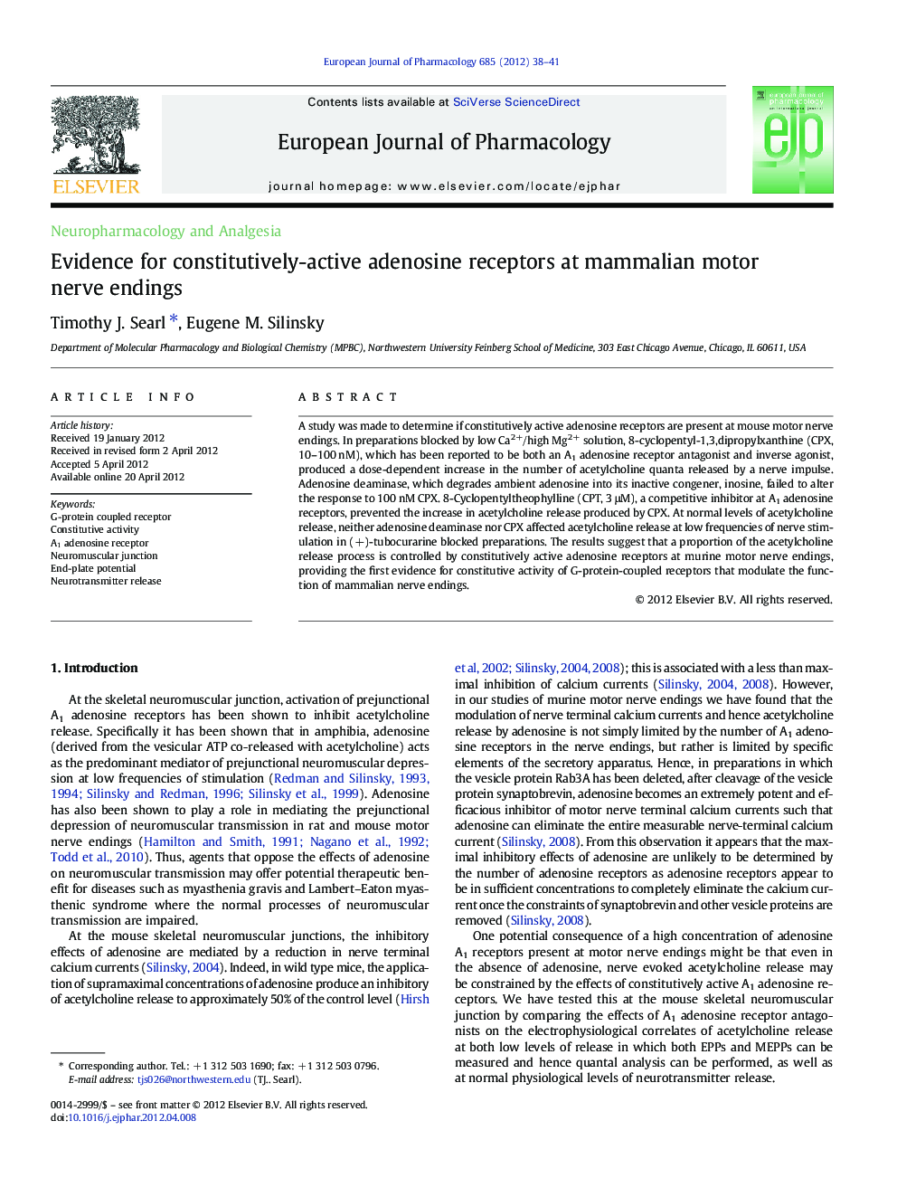 Evidence for constitutively-active adenosine receptors at mammalian motor nerve endings