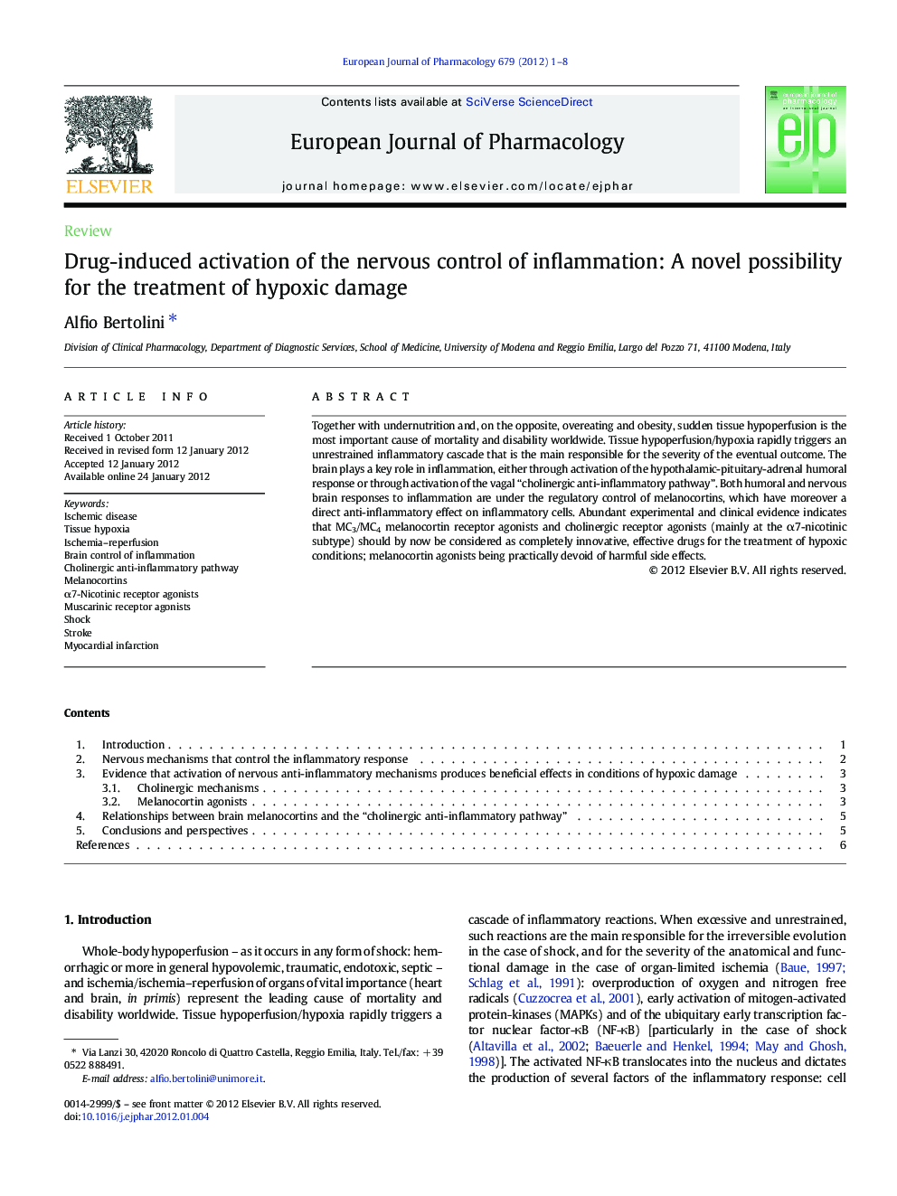عکس صفحه اول مقاله: ReviewDrug-induced activation of the nervous control of inflammation: A novel possibility for the treatment of hypoxic damage ReviewDrug-induced activation of the nervous control of inflammation: A novel possibility for the treatment of hypoxic damage