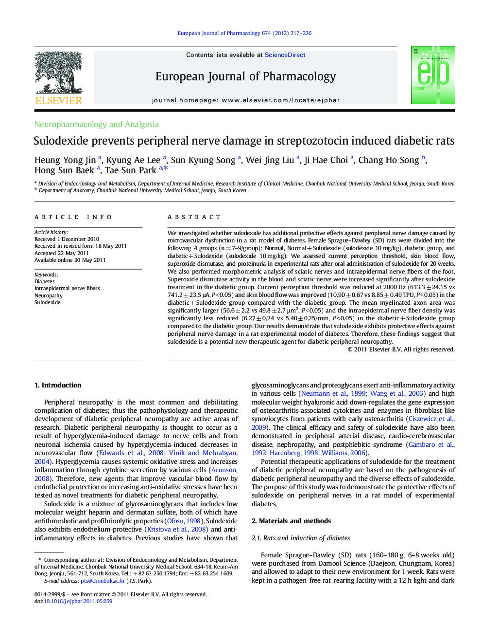 Neuropharmacology and AnalgesiaSulodexide prevents peripheral nerve damage in streptozotocin induced diabetic rats