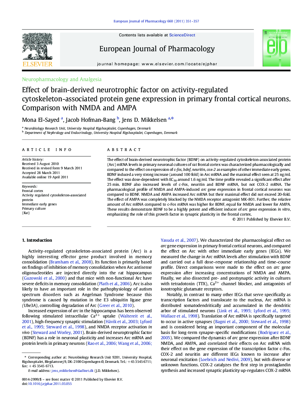 Effect of brain-derived neurotrophic factor on activity-regulated cytoskeleton-associated protein gene expression in primary frontal cortical neurons. Comparison with NMDA and AMPA