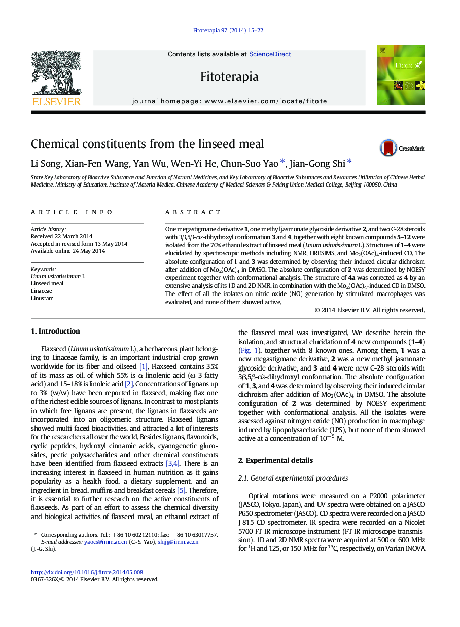 Chemical constituents from the linseed meal