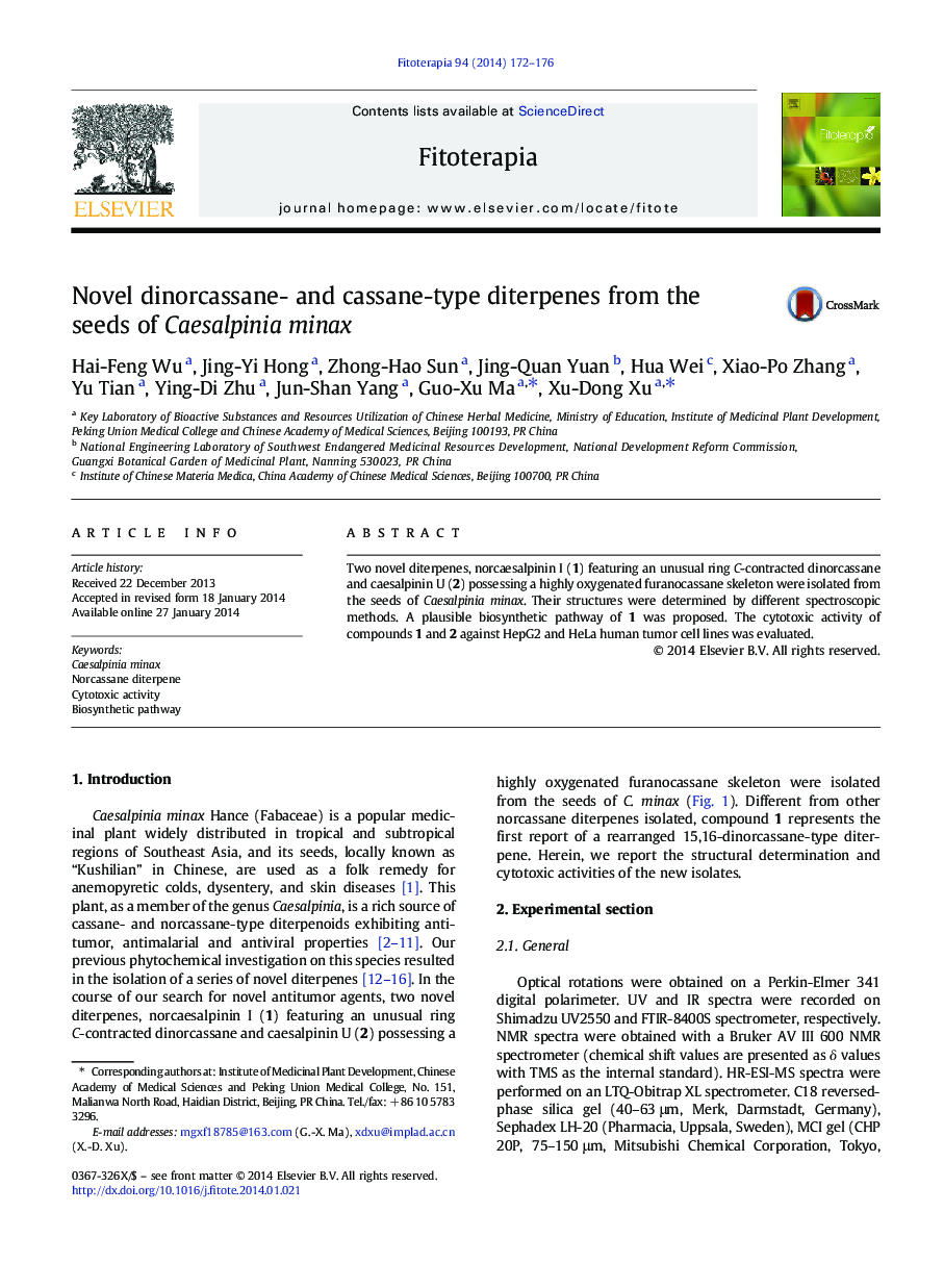 Novel dinorcassane- and cassane-type diterpenes from the seeds of Caesalpinia minax