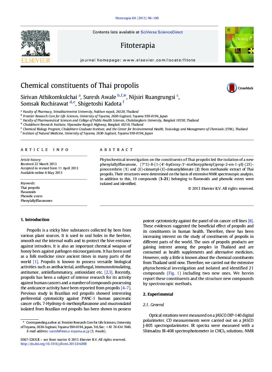 Chemical constituents of Thai propolis