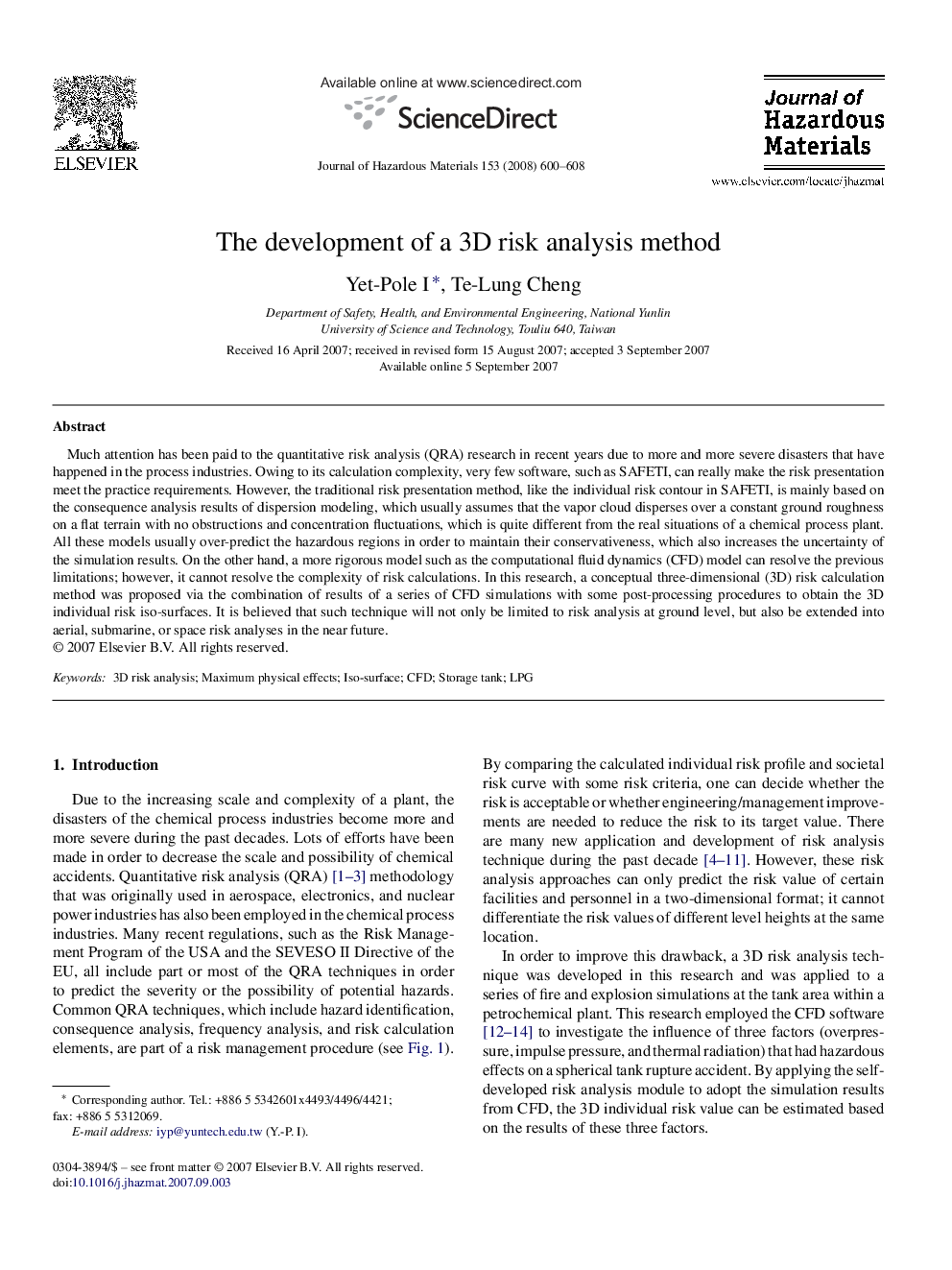 The development of a 3D risk analysis method