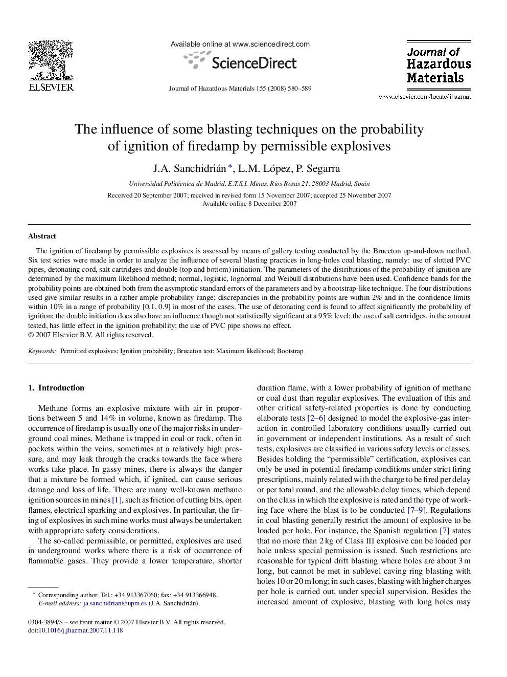 The influence of some blasting techniques on the probability of ignition of firedamp by permissible explosives