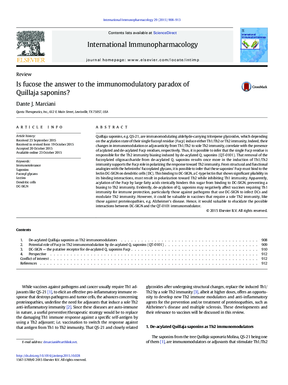 Is fucose the answer to the immunomodulatory paradox of Quillaja saponins?