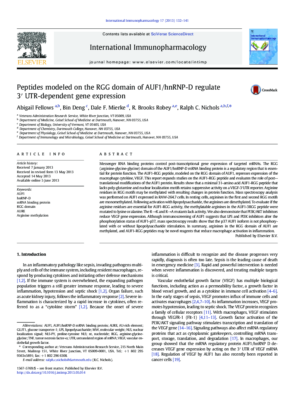 Peptides modeled on the RGG domain of AUF1/hnRNP-D regulate 3â² UTR-dependent gene expression