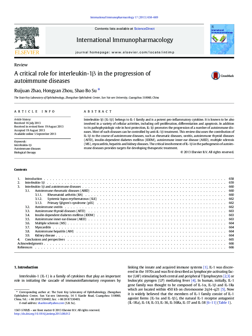 A critical role for interleukin-1Î² in the progression of autoimmune diseases