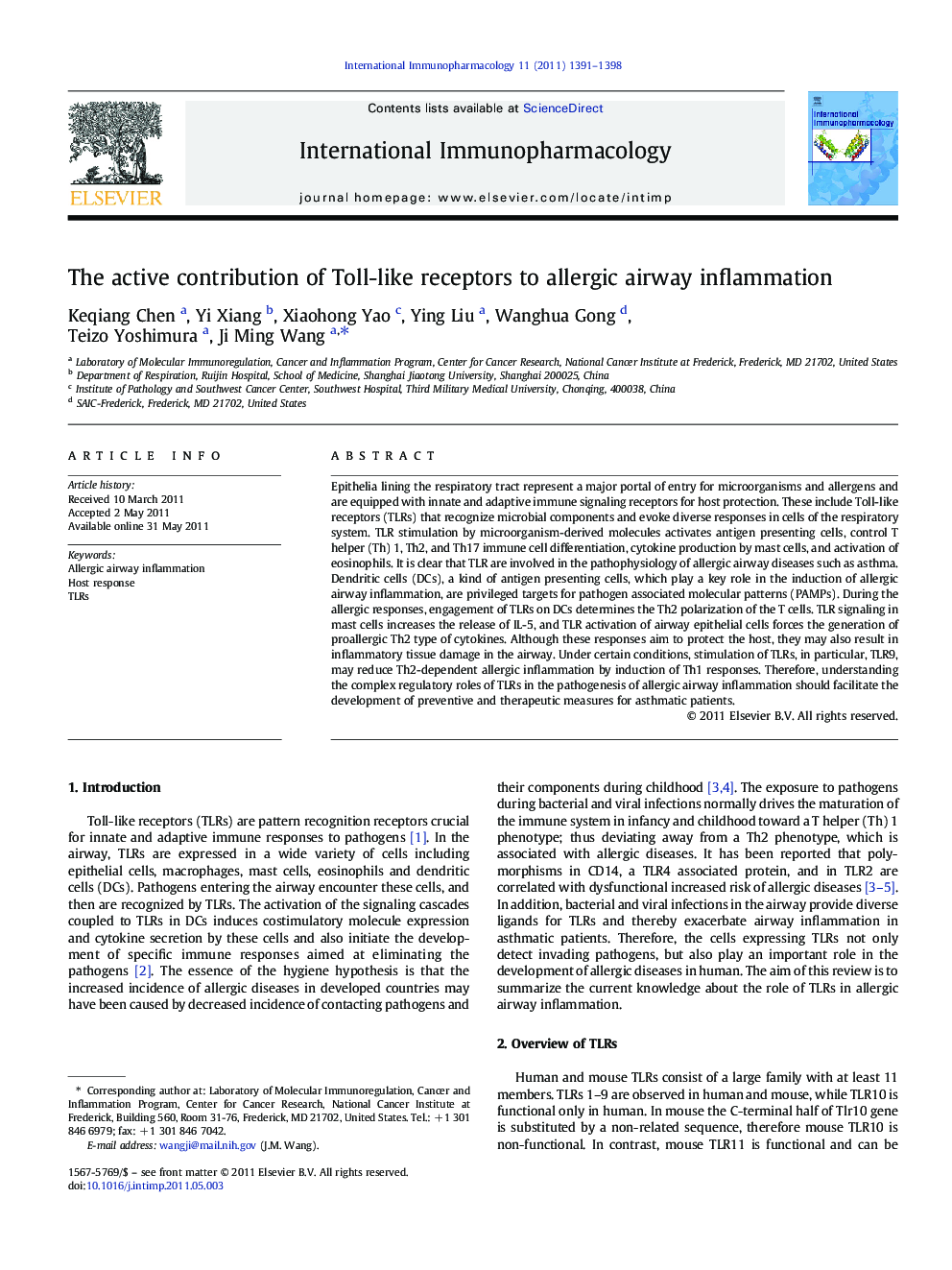 The active contribution of Toll-like receptors to allergic airway inflammation