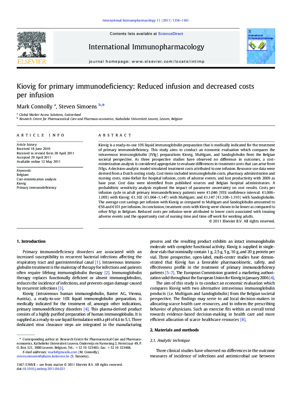 Kiovig for primary immunodeficiency: Reduced infusion and decreased costs per infusion