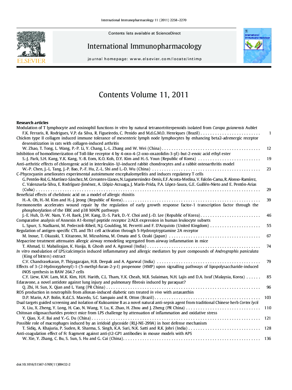 Contents of Volume