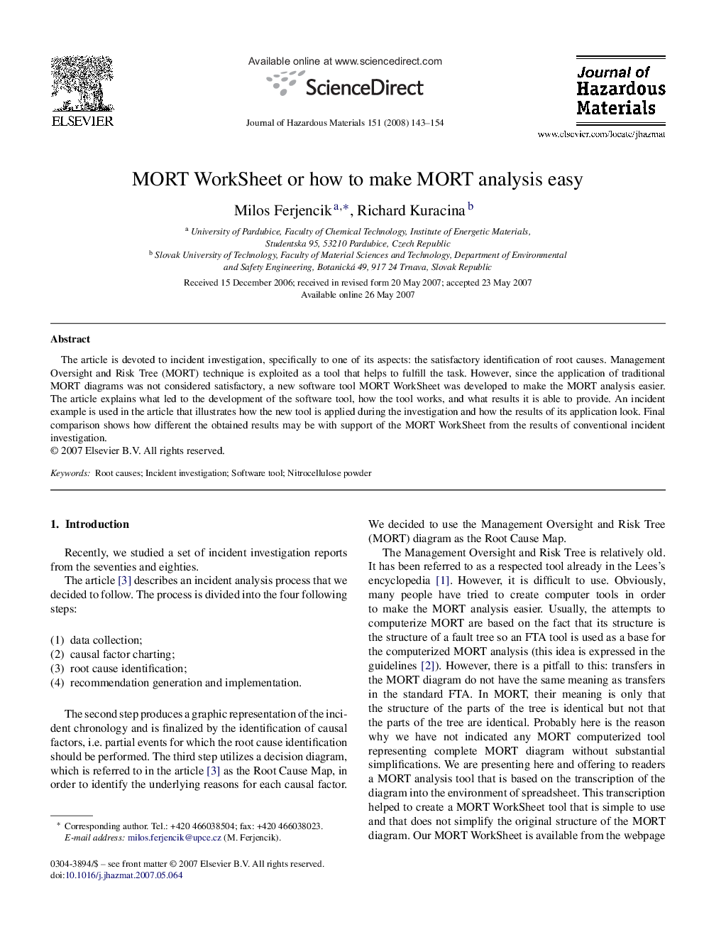 MORT WorkSheet or how to make MORT analysis easy