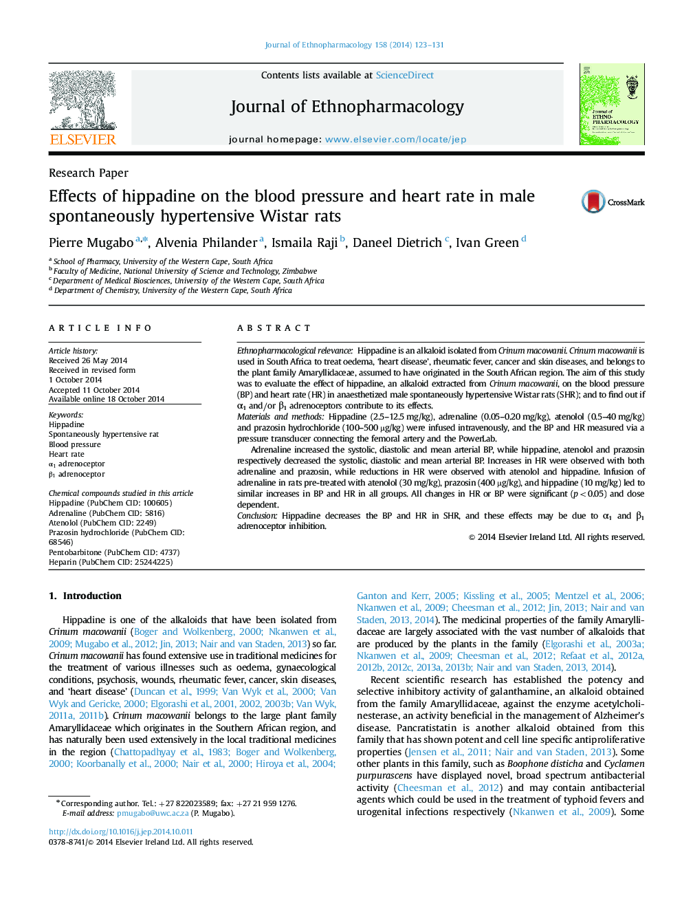مقاله پژوهشی اثرات هیپاتان بر فشار خون و ضربان قلب در موش های صحرایی وحشی رت 