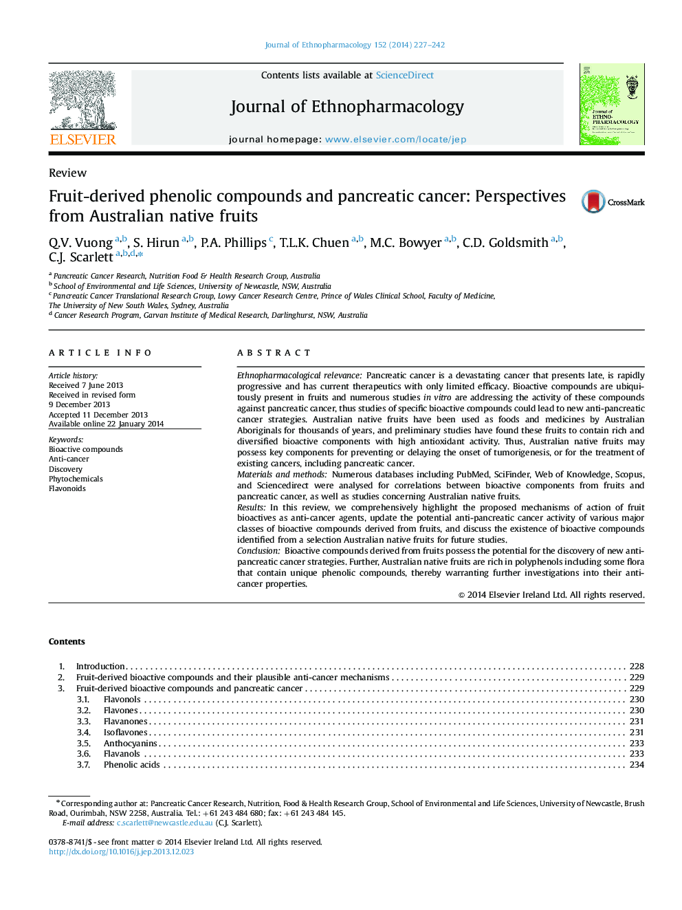 Fruit-derived phenolic compounds and pancreatic cancer: Perspectives from Australian native fruits