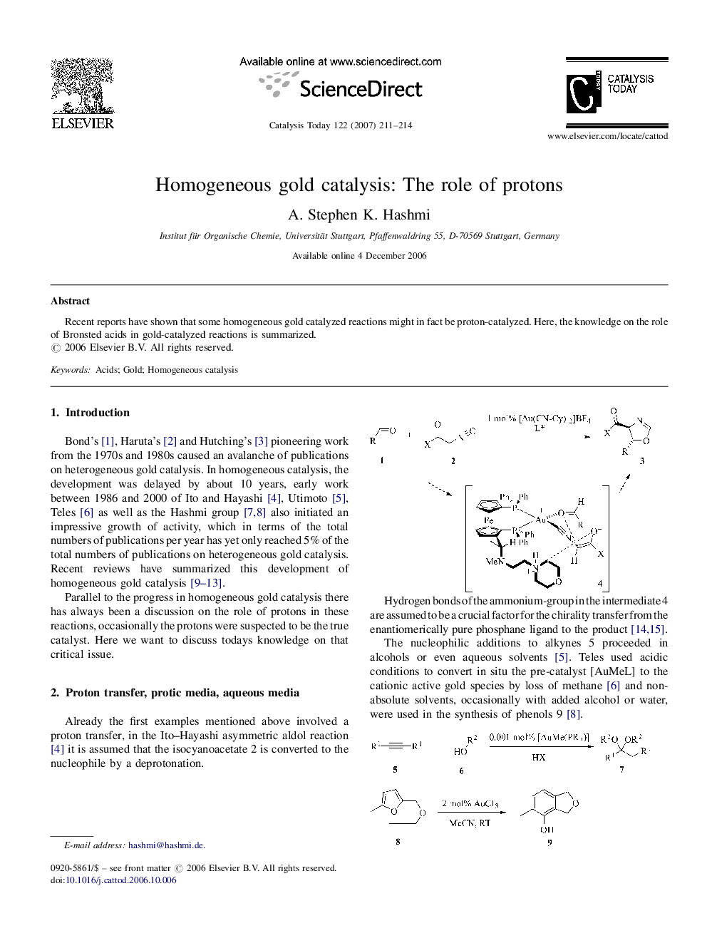 Homogeneous gold catalysis: The role of protons