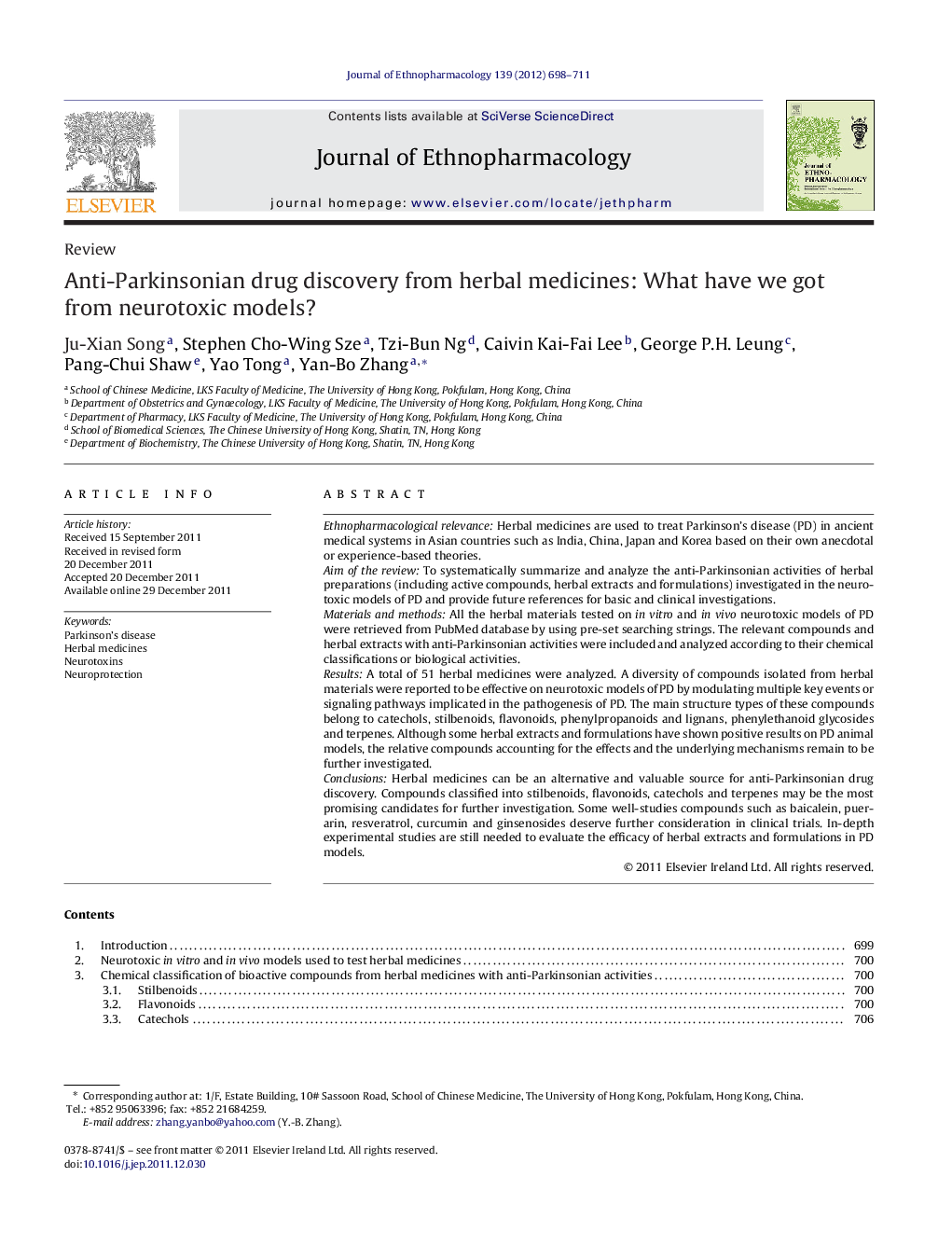 ReviewAnti-Parkinsonian drug discovery from herbal medicines: What have we got from neurotoxic models?