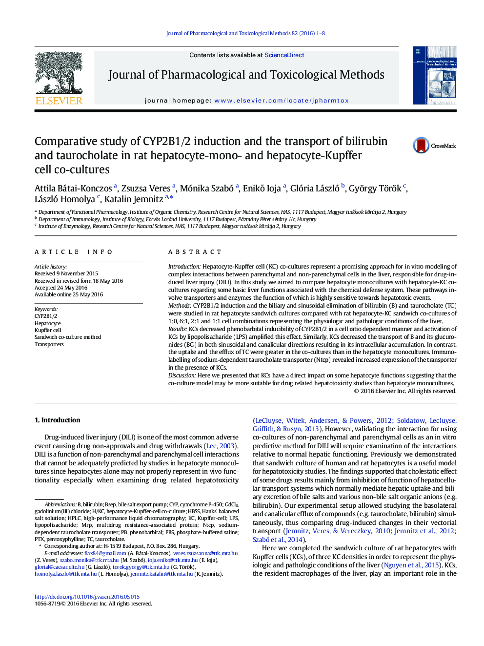 Comparative study of CYP2B1/2 induction and the transport of bilirubin and taurocholate in rat hepatocyte-mono- and hepatocyte-Kupffer cell co-cultures